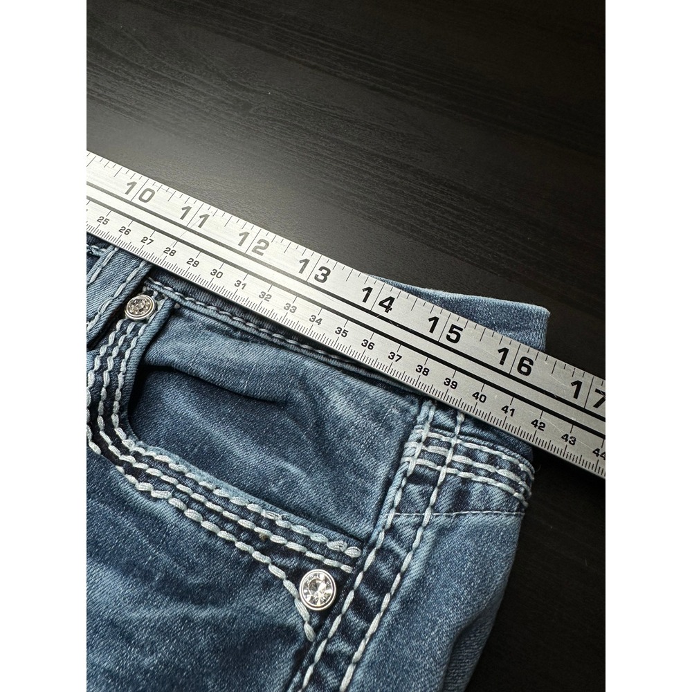 Rock Revival Ankle Skinny Jeans Womens 30 / 32 Blue Kyla Midrise Thick Stitching - Picture 6 of 8